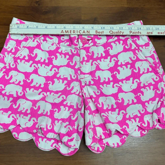 Lilly Pulitzer Buttercup Shorts Tusk in the Sun Pink Elephant Scalloped Size 0 - Picture 9 of 15
